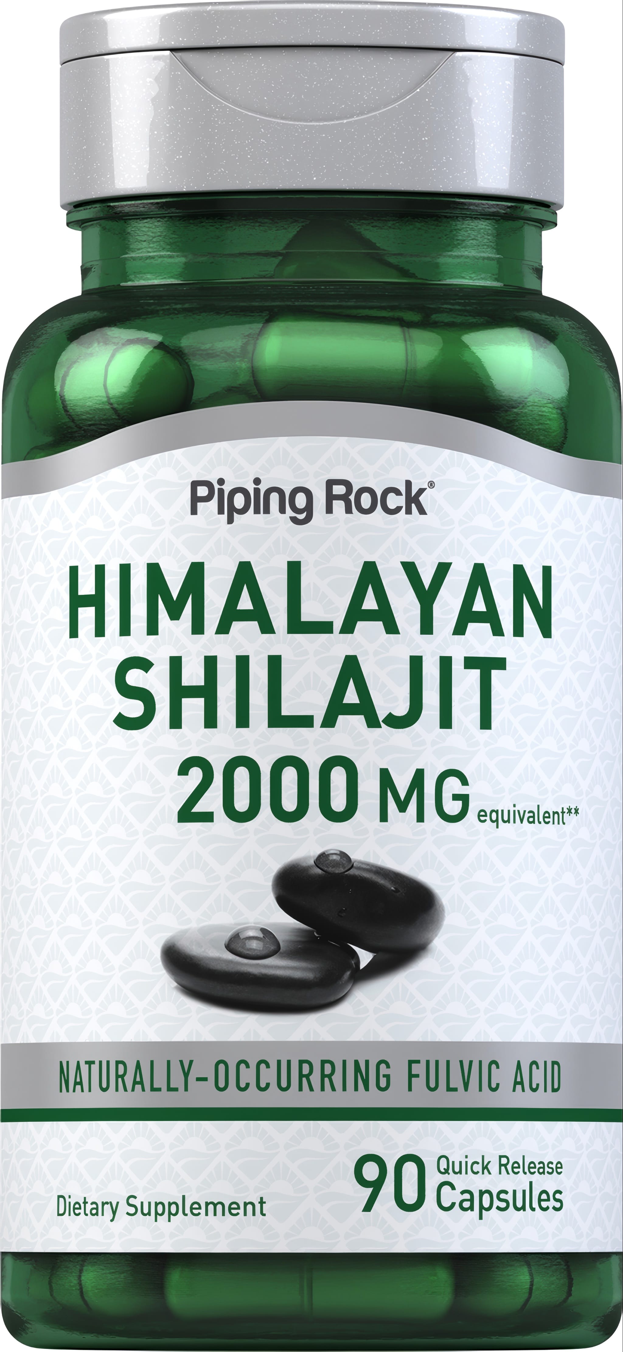 Himalayan Shilajit 2000 MG Quick Release Capsules. Contains naturally occurring fulvic acid. Includes 90 capsules.