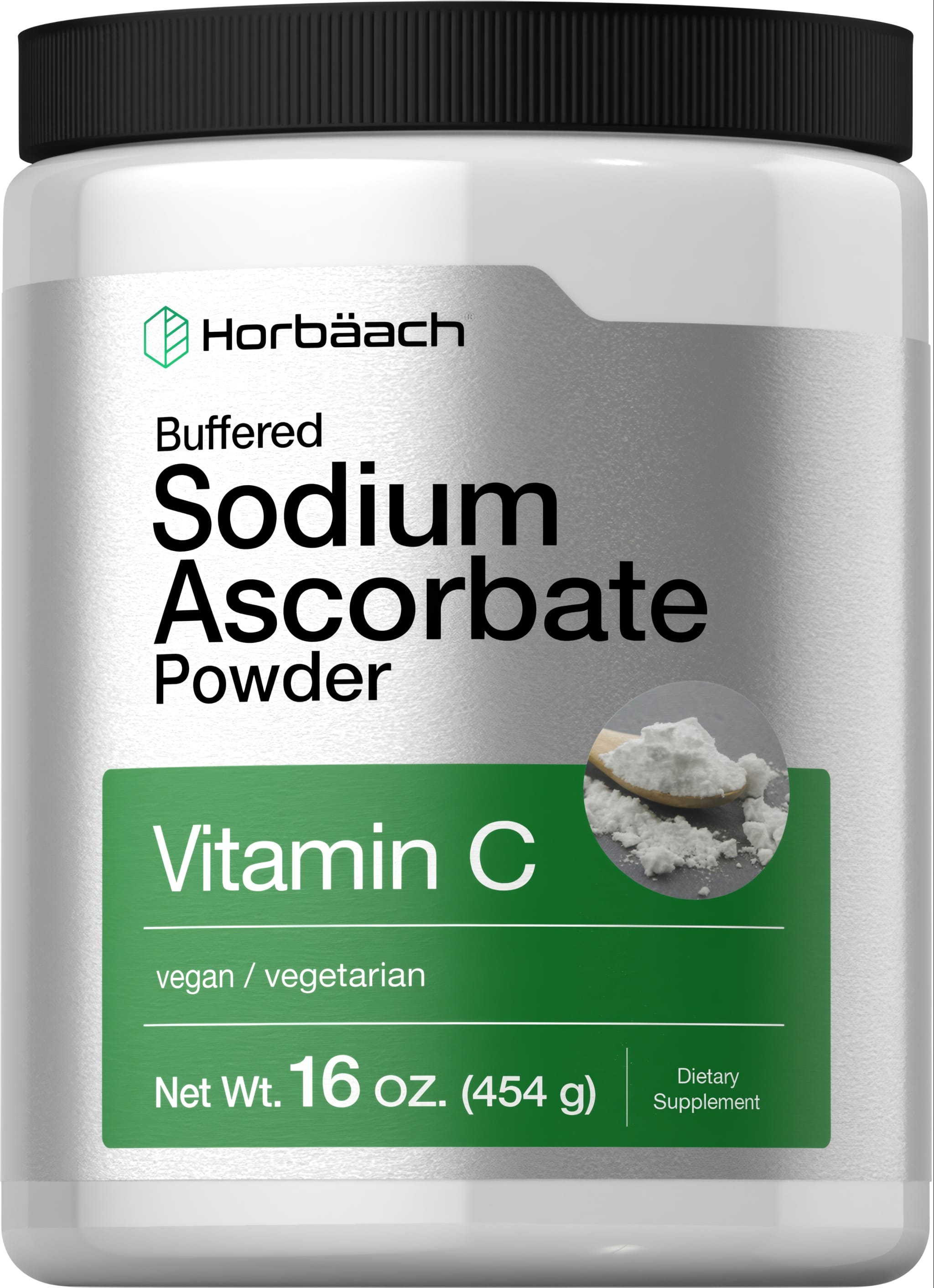 This is a 16 oz (454 g) jar of Buffered Sodium Ascorbate Vitamin C Powder.