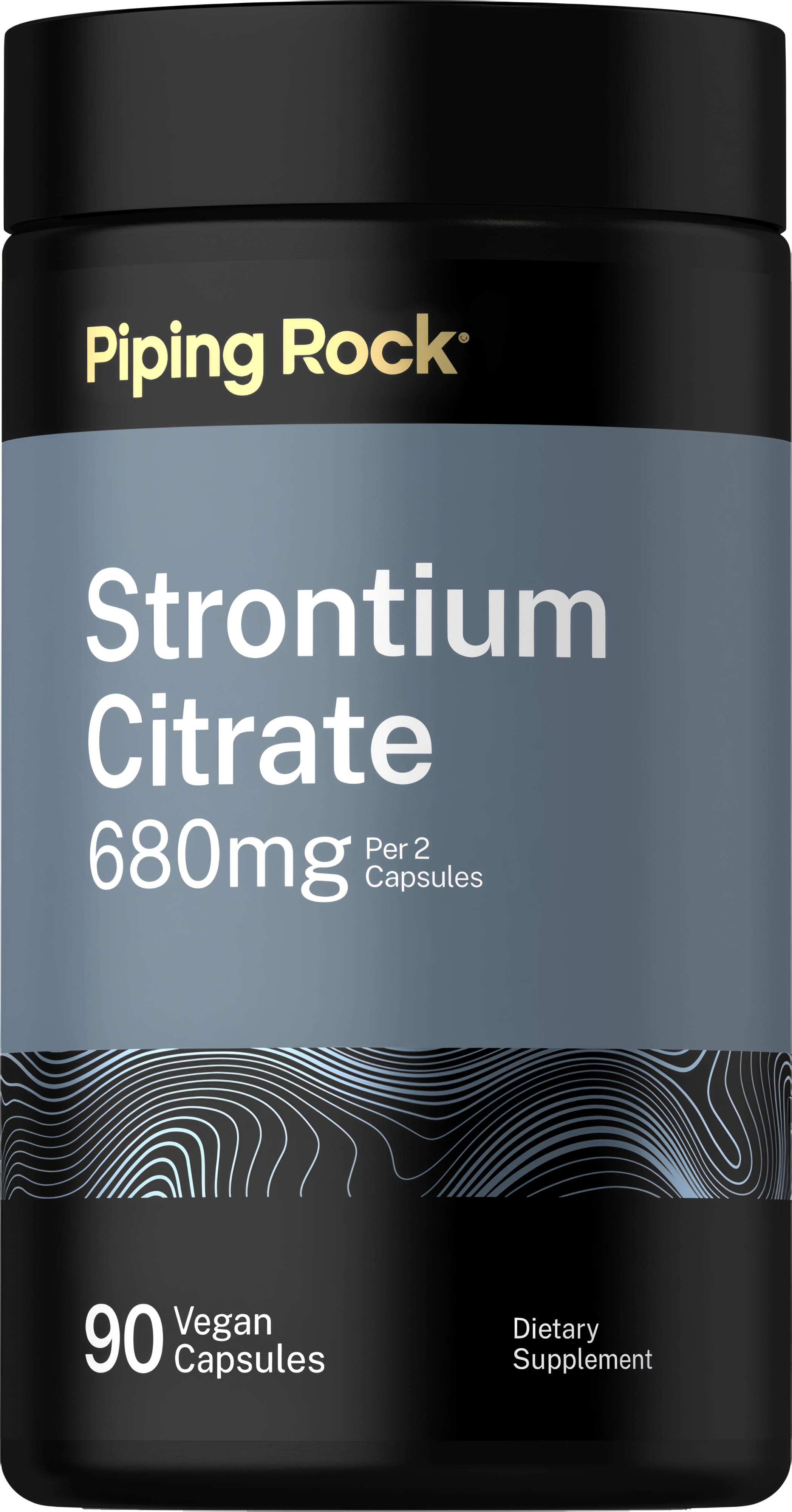 This product is Strontium Citrate, offering 680mg per 2 capsules, with 90 vegan capsules as a dietary supplement.