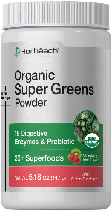 Super Greens Powder (Organic) (Strawberry Kiwi), 5.18 oz (147 g) Bottle