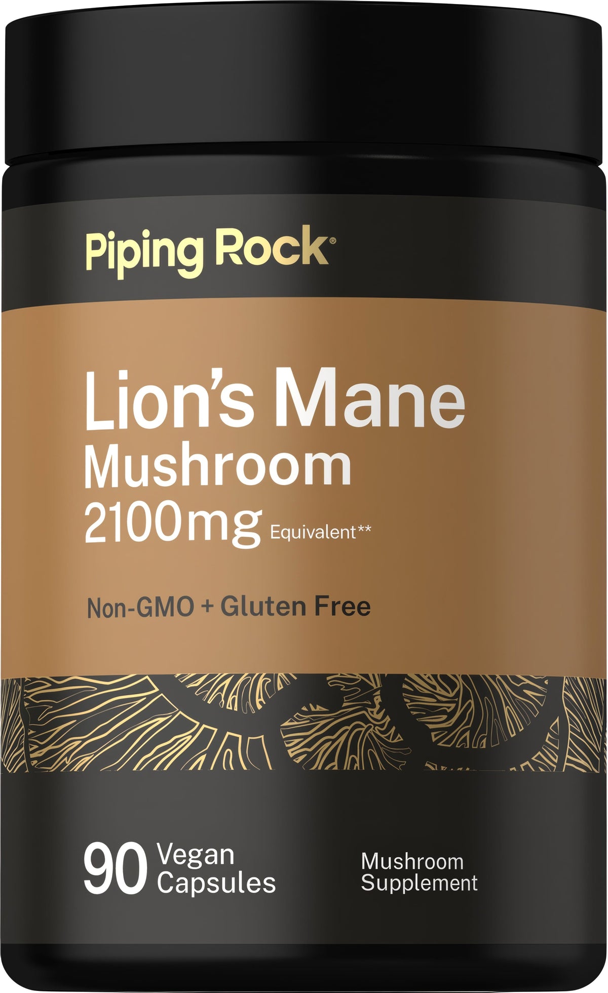 Lion's Mane Mushroom capsules, 2100mg equivalent, 90 vegan capsules, non-GMO, gluten-free.