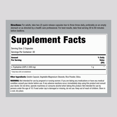 L-Tryptophan, 500 mg, 60 Quick Release Capsules