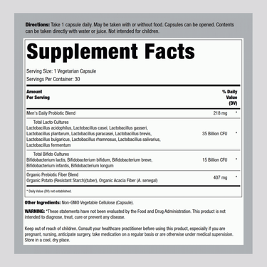 Dr. Formulated Probiotics Once Daily Men's, 50 Billion CFU, 30 Vegetarian Capsules