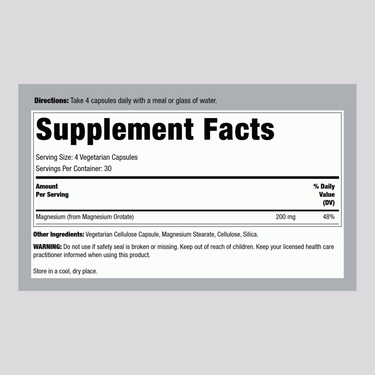 Magnesium Orotate, 200 mg, 120 Vegetarian Capsules
