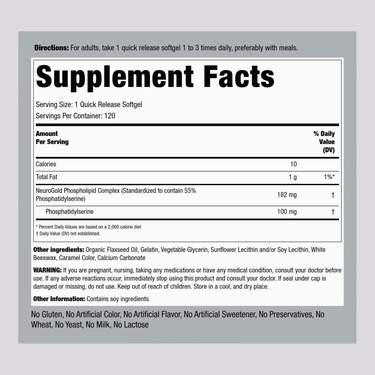 NeuroGold Phosphatidylserine, 100 mg, 120 Quick Release Softgels