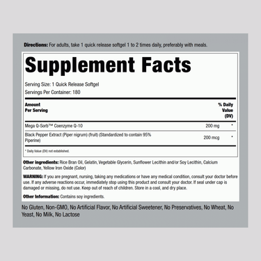 CoQ10, 200 mg, 180 Quick Release Softgels