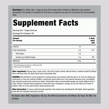 Melatonin (Cherry Pomegranate), 1 mg, 60 Vegan Gummies