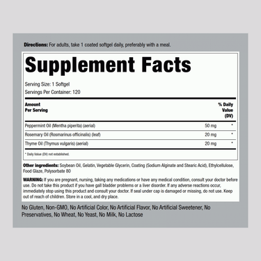 Ultra Peppermint Oil (Enteric Coated), 50 mg, 120 Coated Softgels