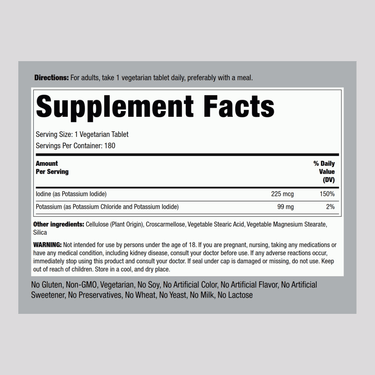 Potassium Plus Iodine, 180 Tablets