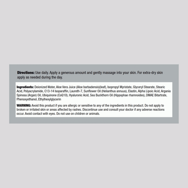 Supplement Facts label for PIP Elastin Cream, 4 oz.