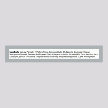 Supplement Facts for Vitamin E Moisturizing Stick, 3.5 grams.