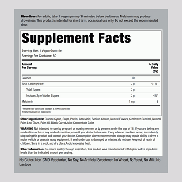 Melatonin (Cherry Pomegranate), 1 mg, 60 Vegan Gummies