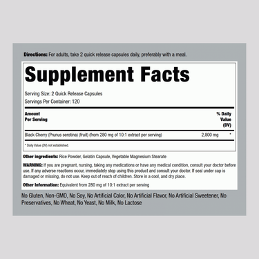 Black Cherry, 2800 mg (per serving), 240 Quick Release Capsules