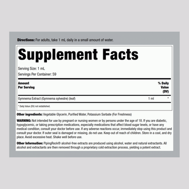 Gymnema Sylvestre Leaf Liquid Extract Alcohol Free, 2 fl oz (59 mL) Dropper Bottle