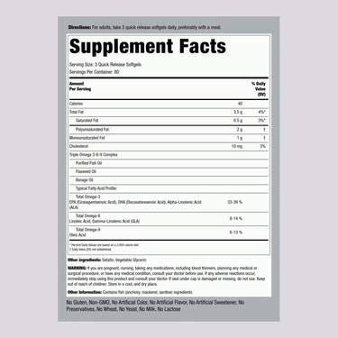 Multi Omega 3-6-9 Fish, Flax & Borage, 240 Quick Release Softgels