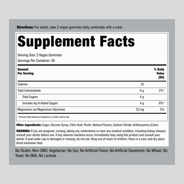 Magnesium Glycinate (Grape), 60 Vegan Gummies