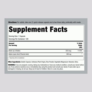 Alpha Lipoic Acid, 300 mg, 120 Quick Release Capsules