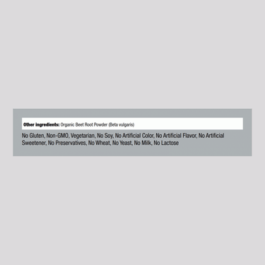Supplement Facts panel for organic beet root powder, 1 lb.