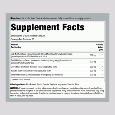 Immune Support with Beta Glucan, 120 Quick Release Capsules