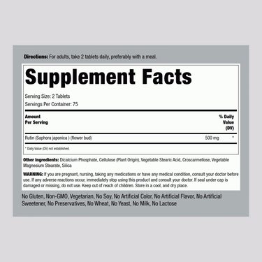 Rutin, 500 mg (per serving), 150 Caplets