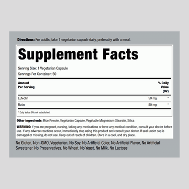 Luteolin Complex with Rutin, 100 mg, 50 Vegetarian Capsules