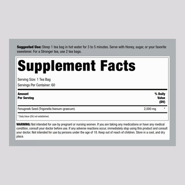 Fenugreek Tea, 2000 mg, 60 Tea Bags