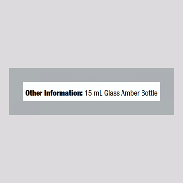 Supplement Facts panel for PIP Aromatherapy 15 mL Glass Bottles, 5 Bottle Pack.