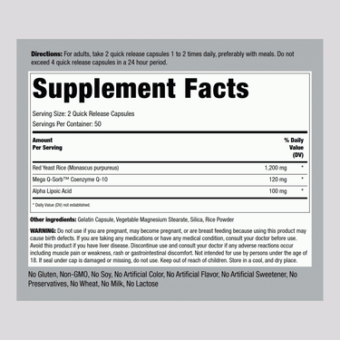 CoQ10 with Red Yeast Rice, 100 Quick Release Capsules