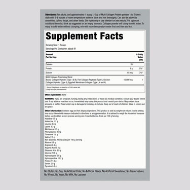 Multi Collagen Protein Powder, 10,000 mg (per serving), 32 oz (908 g) Bottle