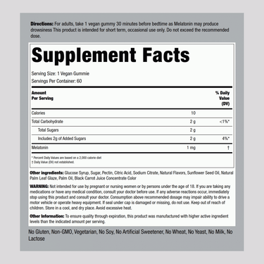 Melatonin (Cherry Pomegranate), 1 mg, 60 Vegan Gummies