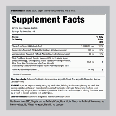 Bone Strength Formula (Plant Based Calcium), 250 Vegan Caplets