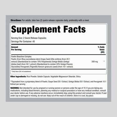 Fisetin Complex, 200 mg (per serving), 90 Quick Release Capsules