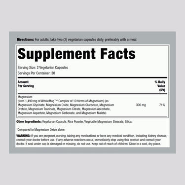 WholeMag 10 Magnesium Complex | Total Body Support | Supports Muscle, Bone and Nerve Health | High Absorption