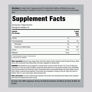 Melatonin (Mixed Berry), 10 mg (per serving), 70 Vegan Gummies
