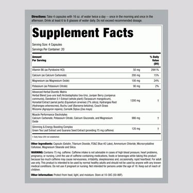 Supplement Facts panel for MHP Xpel Diuretic, 80 capsules displayed in image.