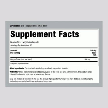 Oregon Grape Root, 500 mg, 90 Vegetarian Capsules