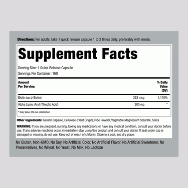 Alpha Lipoic Acid, 300 mg, 160 Quick Release Capsules