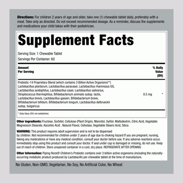 Children's Probiotic 14 Strains 3 Billion Organisms, 60 Chewable Tablets