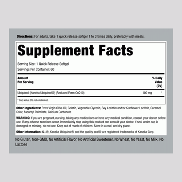 Ubiquinol, 100 mg, 120 Quick Release Softgels