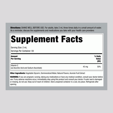 Liquid Vitamin C (Natural Orange), 4 fl oz (118 mL) Dropper Bottle