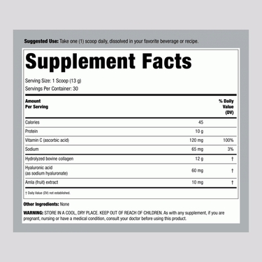 Advanced Collagen Peptides + Hyaluronic Acid + C, 13.7 oz (390 g) Powder