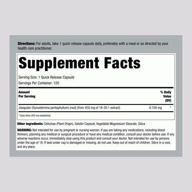 Jiaogulan 8100mg | 120 Capsules