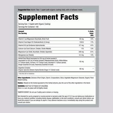 Magnesium Calcium + Real Food Nutrients, 180 Vegan Caplets