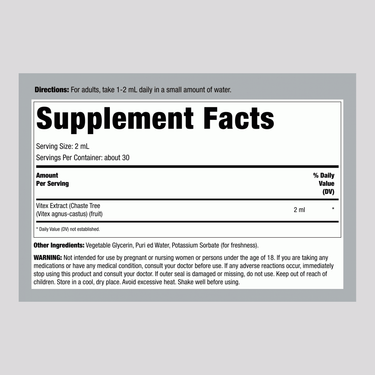 Chaste Tree Berry (Vitex) Liquid Extract  Alcohol Free, 2 fl oz (59 mL) Dropper Bottle