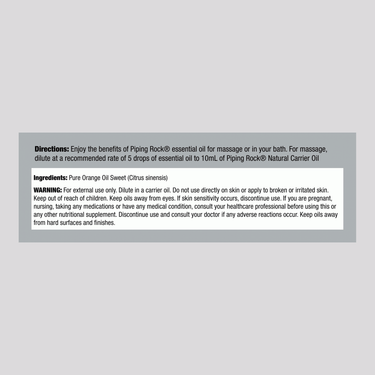 Image of the Supplement Facts panel for Orange Oil 15 mL.