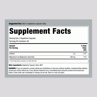 CALM Magnesium Glycinate, 325 mg (per serving), 180 Vegan Capsules