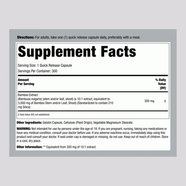 Bamboo Extract, 3000 mg, 300 Quick Release Capsules