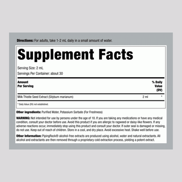 Milk Thistle Seed Liquid Extract Alcohol Free, 2 fl oz (59 mL) Dropper Bottle