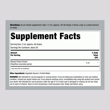 Passion Flower Liquid Extract Alcohol Free, 2 fl oz (59 mL) Dropper Bottle