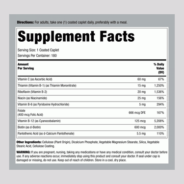 B-Complex Stress Formula Plus Vitamin C Timed Release, 180 Coated Caplets